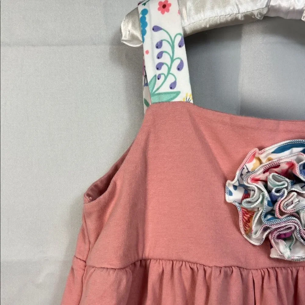 Marie Nicole Rose Pink knit dress with ruffle hem and floral accents  xxxL(7)